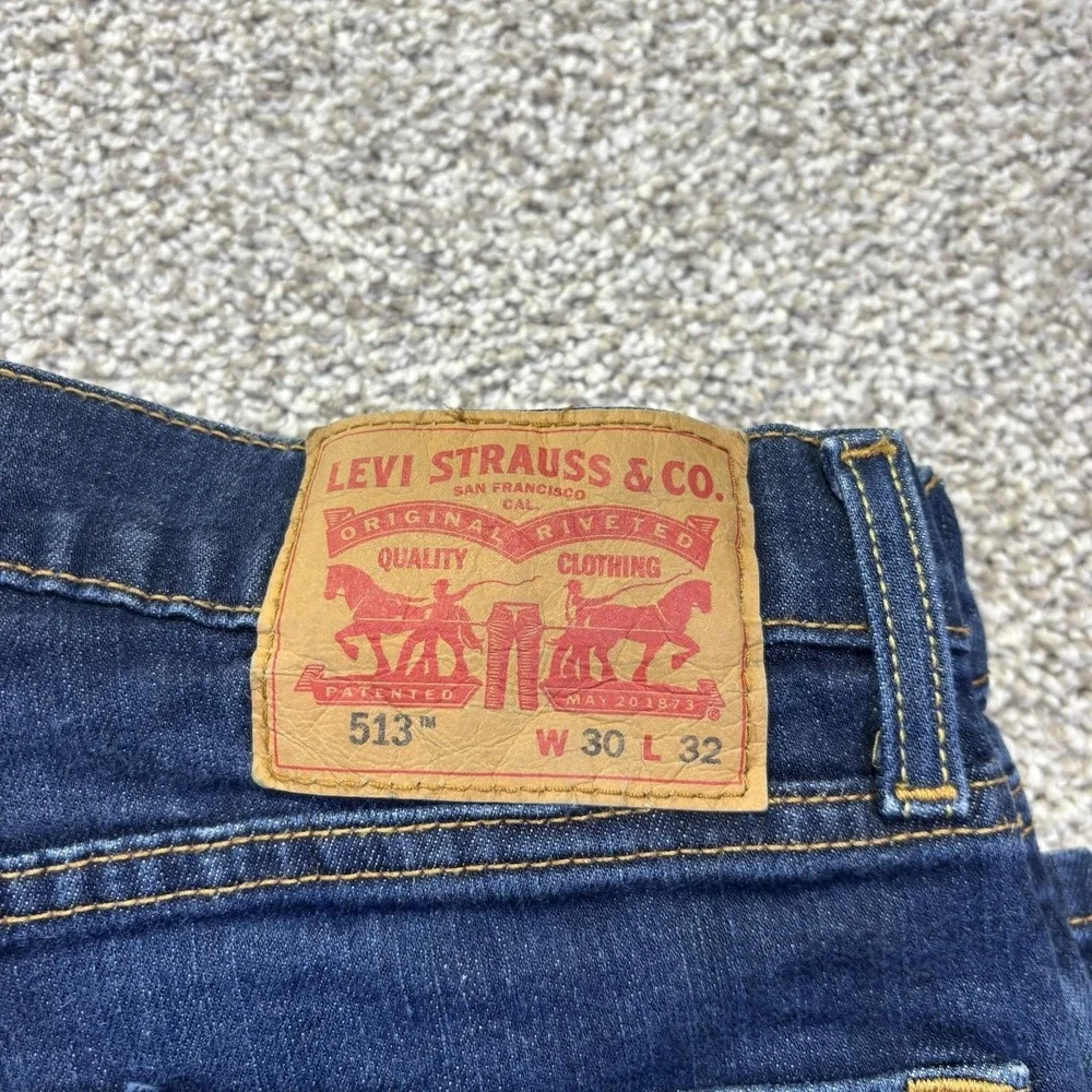 Levis 513 Jeans Mens 30x32‎ Blue Medium Wash Slim Straight Stretch Denim Pants